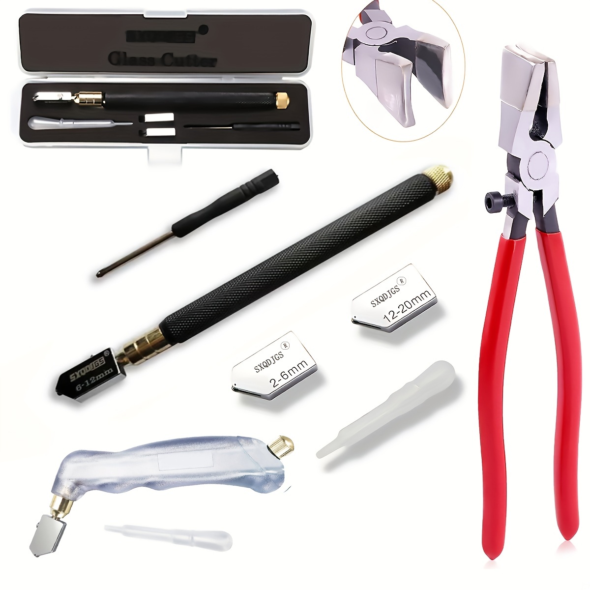 Promotion! Glass Cutter Kits Stained Glass Supplies With Heavy Duty Glass  Running Pliers And Pencil Glass