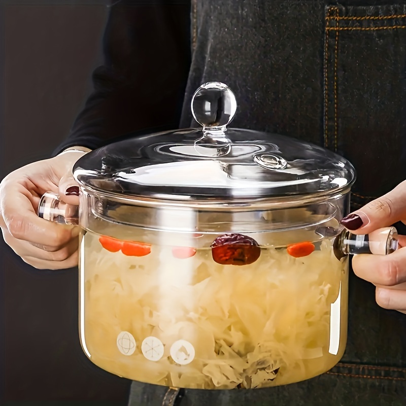 Glass Cooking Pot With Lid,, Heat-resistant Borosilicate Glass Pot,  Beautiful Design, Safe To Use, Ideal For Milk And Food Supplement, Stovetop  Pot Set, Kitchen Supplies, Cookware Accessories - Temu
