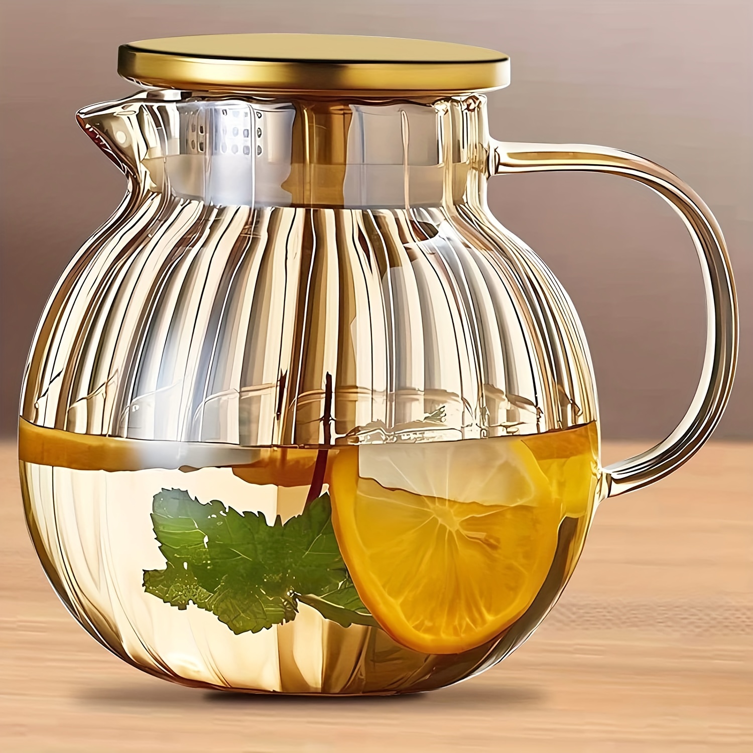 Jarra de vidrio con tapa, jarra segura para estufa de alta resistencia al  calor para agua fría/caliente y té helado