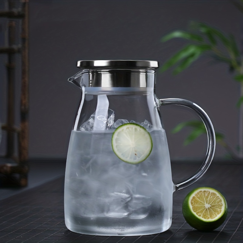 Glass Fruit Infuser Water Pitcher With Removable Lid High Heat Resistance 2  Qt