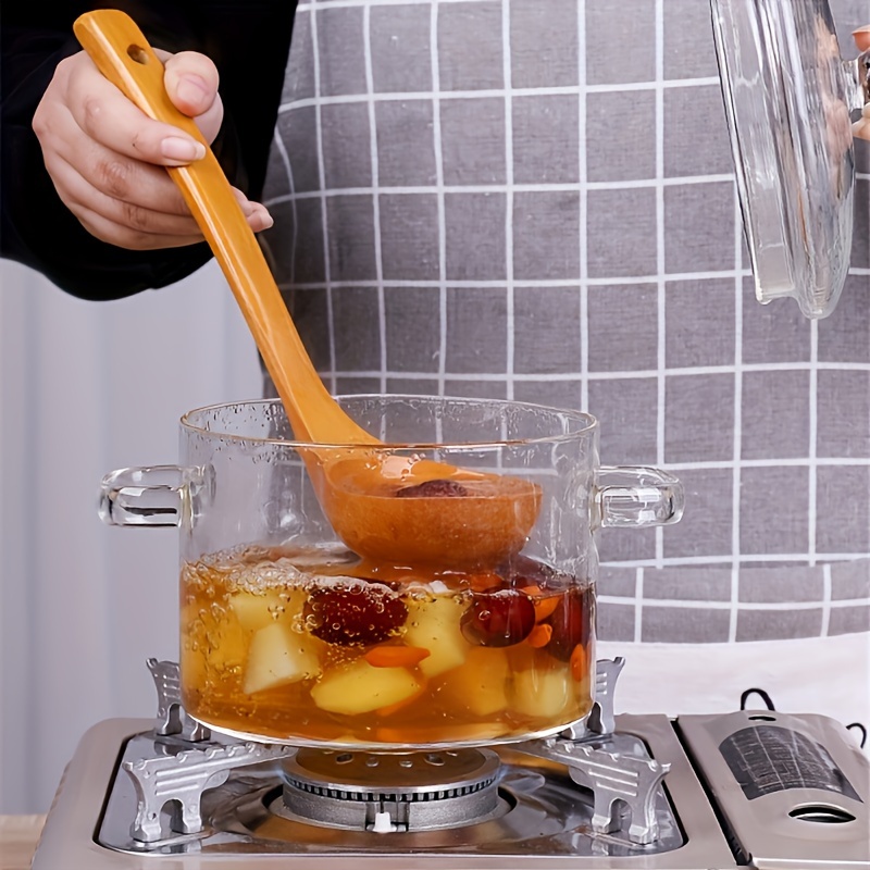 1800ml Glass Cooking Pot with Lid Transparent Binaural Soup Pan