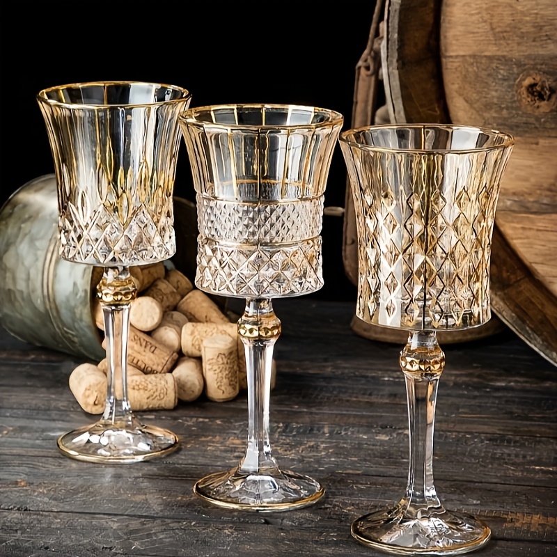 European enamel red wine glass cup Gold Retro goblet Lead-free crystal cups  champagne glasses Wedding Gift With Gift Box