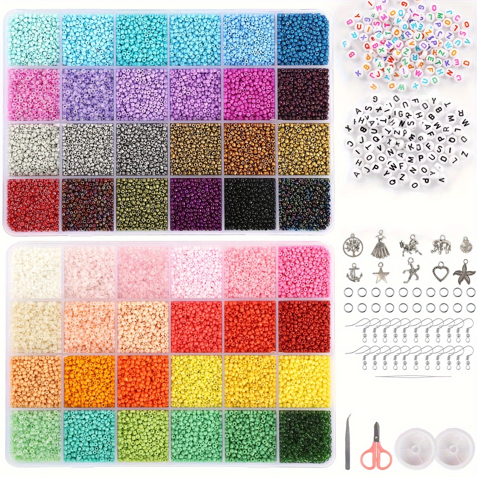 Macaron Color 3mm Glass Seed Beads Set Letter Heart Bead Bracelet