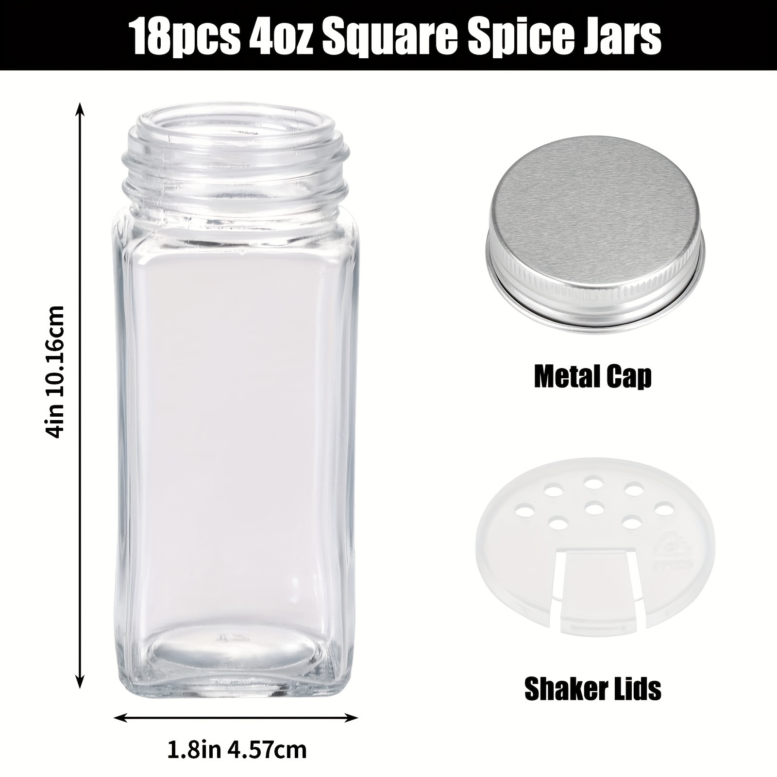 HATOKU Glass Spice Jars 48pcs Empty Square Spice Bottles, 4oz Seasoning  Containers with 400 Labels, Spice Containers with Shaker Lids and Silicone  Collapsible Funnel, Brush - Yahoo Shopping