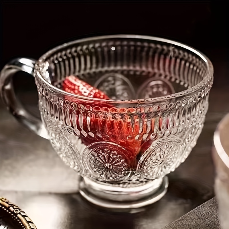 U Shaped Pattern Glass Cup Crystal Clear Embossed Water Cup - Temu