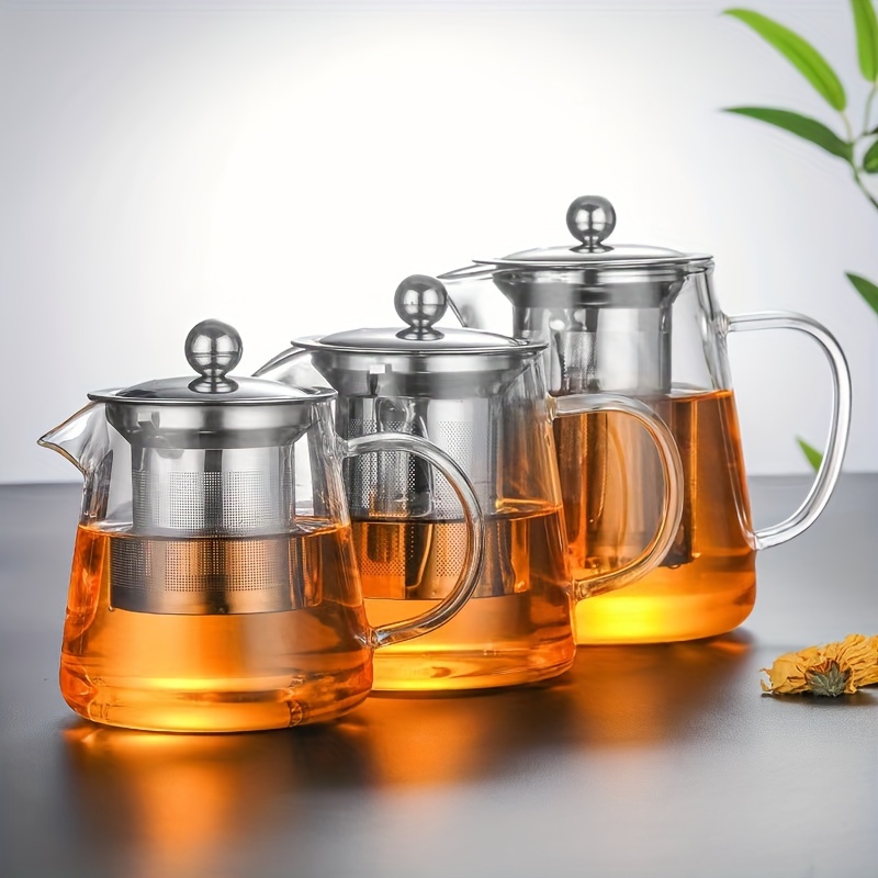 Glass Teapot With Stainless Steel Infuser Lid Clear Glass - Temu