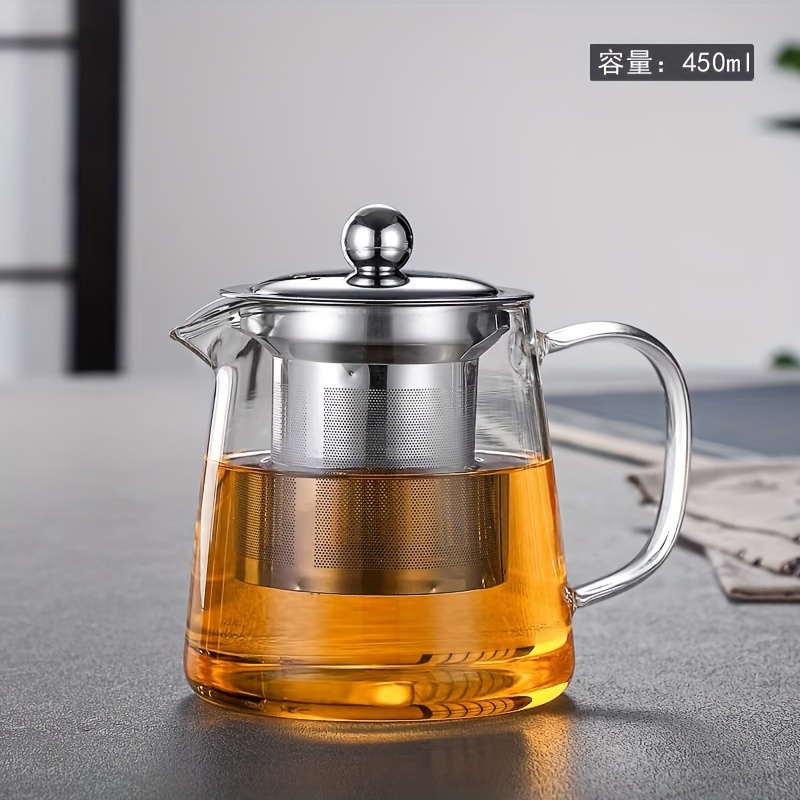 Glass Teapot With Stainless Steel Infuser, Heat Resistant Glass Tea Pot,  Can Be Used On Gas Stove Top, Summer Winter Drinkware - Temu