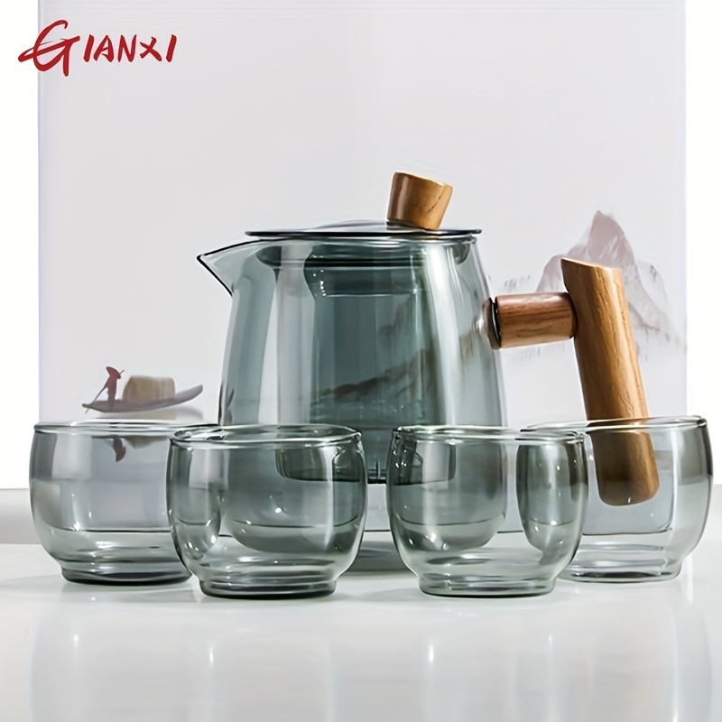 GIANXI Thicken Glass Tea Cup With Handle Transparent Heat Resistant Glass  Tea Cups Chinese Kung Fu Tea Puer Tea Cup Set