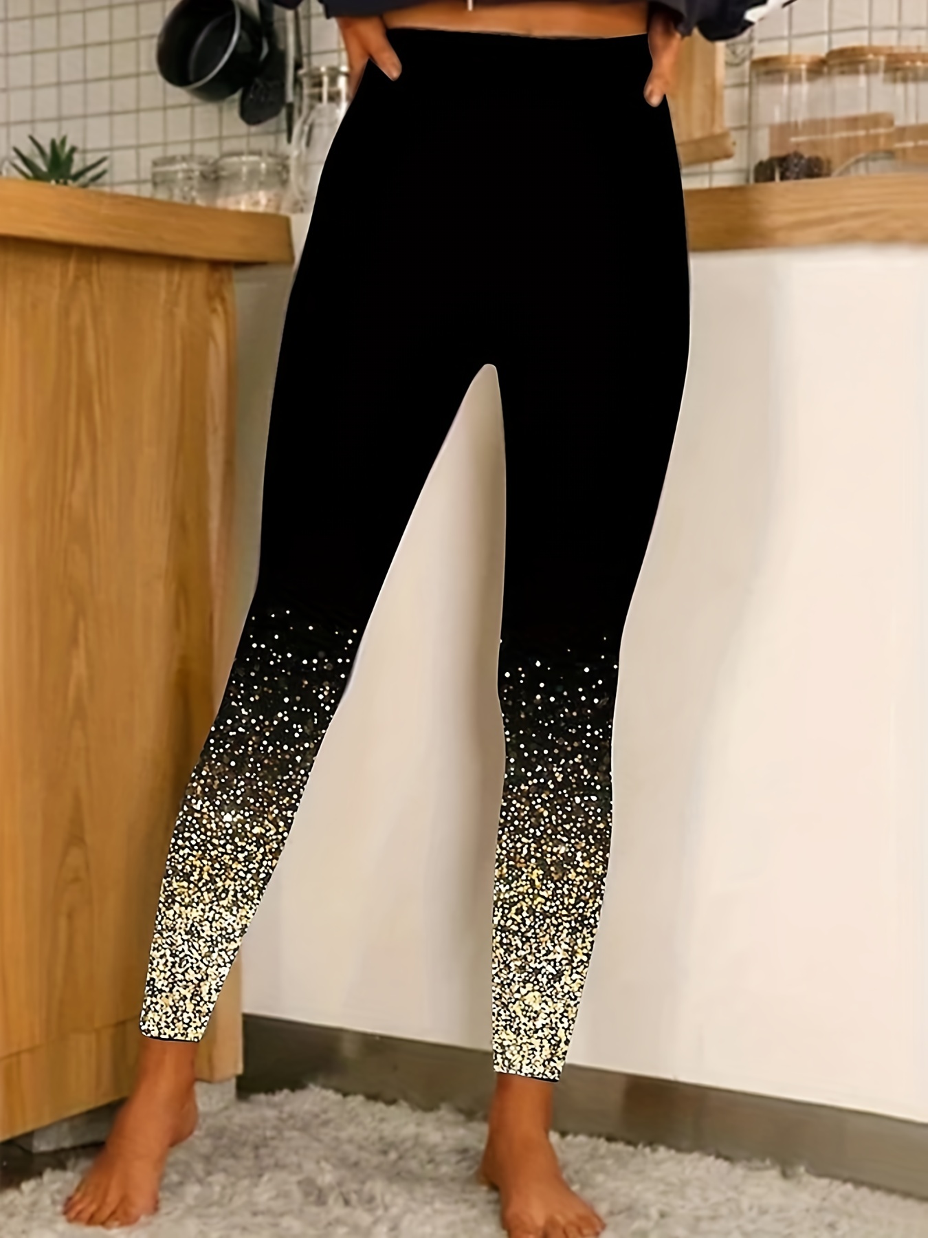 Plus Size Party Pants Women's Plus Solid Glitter Reflective - Temu