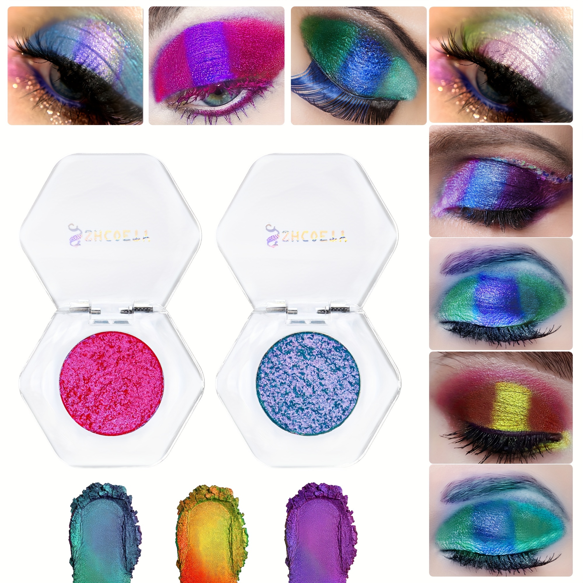 Monochromatic Chameleon Eyeshadow Palette, Mashed Potato Texture  Fluorescent Sparkle Eyeshadow Powder, Suitable For Party Music Festival  Masquerade (