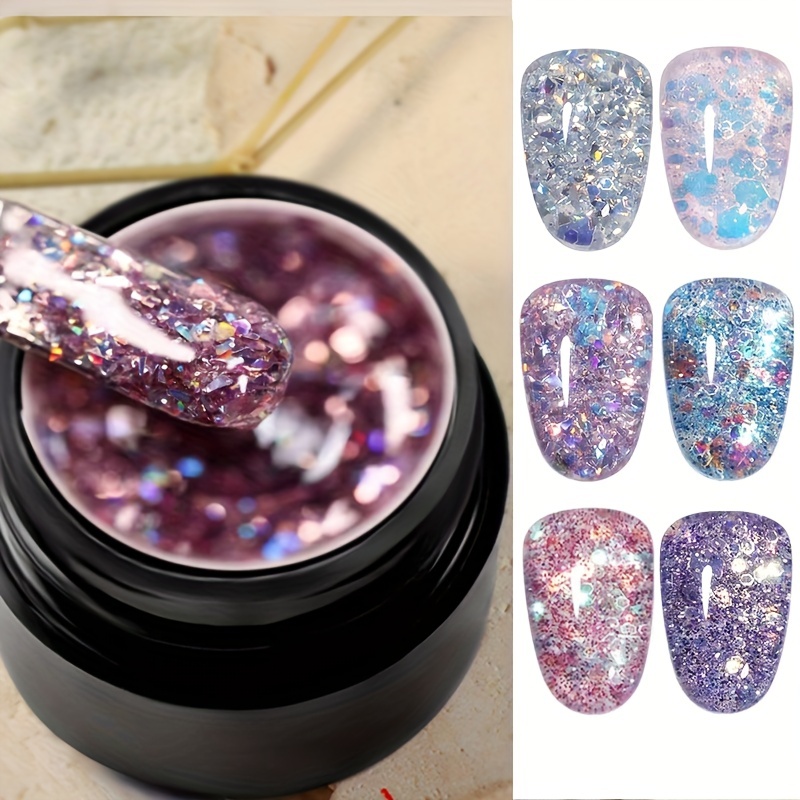 BORN PRETTY Shiny Nail Polish Holographics Silver Black Holo Laser