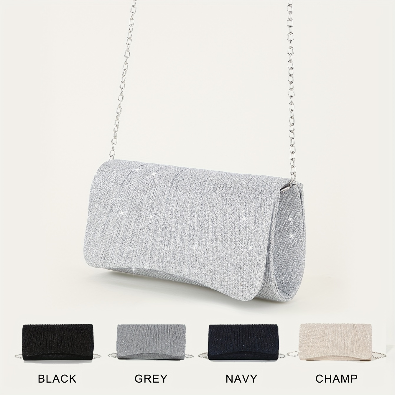 Gray Rhinestone Evening Clutch Bag / Grey Silk Handbag / 