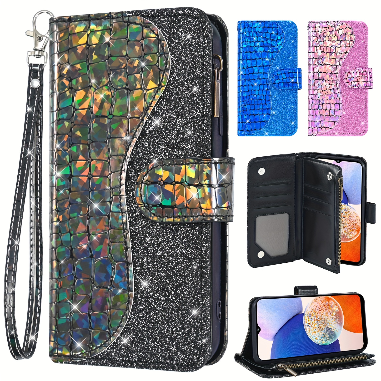 Samsung Galaxy A01 Case, Galaxy A01 Wallet Case, Wrist Strap Pu