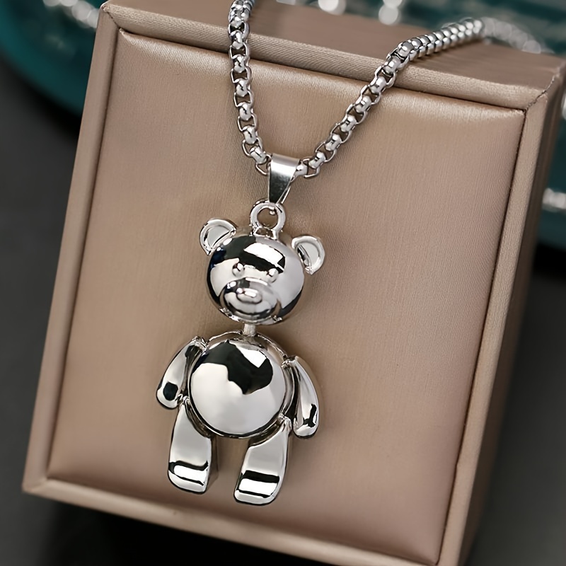 Cute Sparkling Animal Bear Cartoon Bear Pendant Necklace - Temu