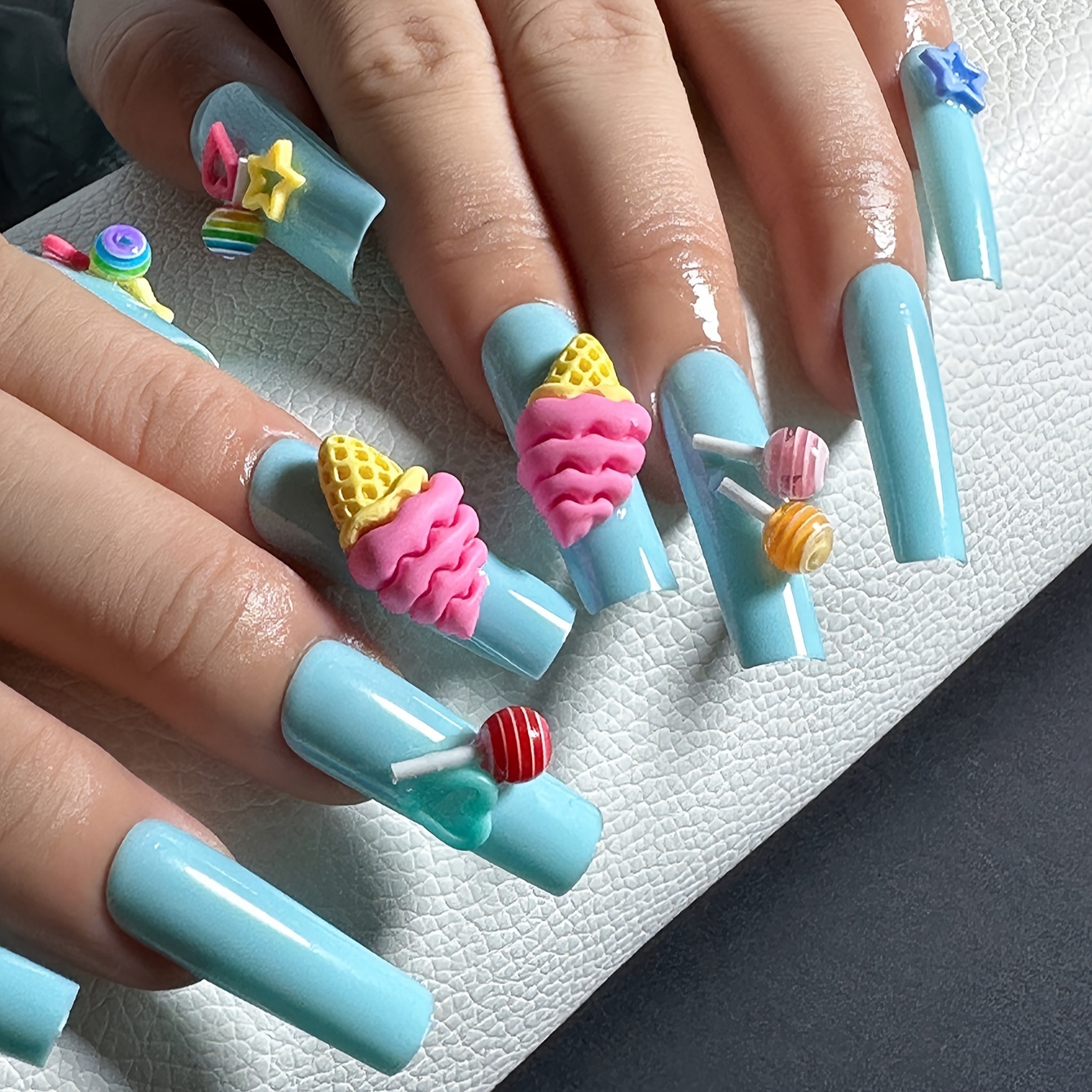 5d Embossed Ice Cream Nail Art Sticker Decal Donut Lollipop - Temu