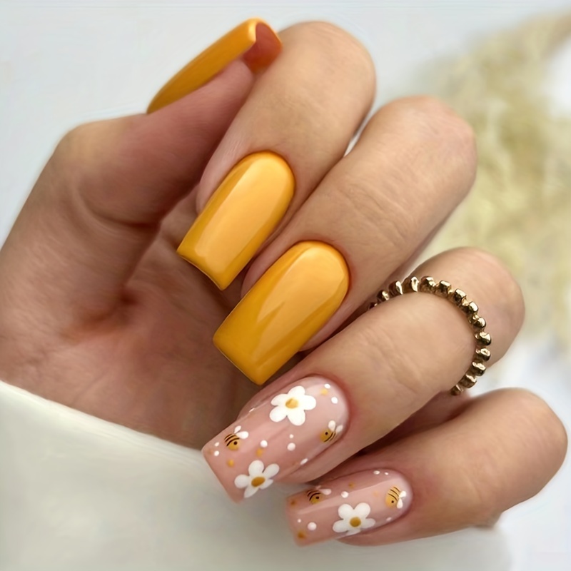 Yellow Nail Design - Temu