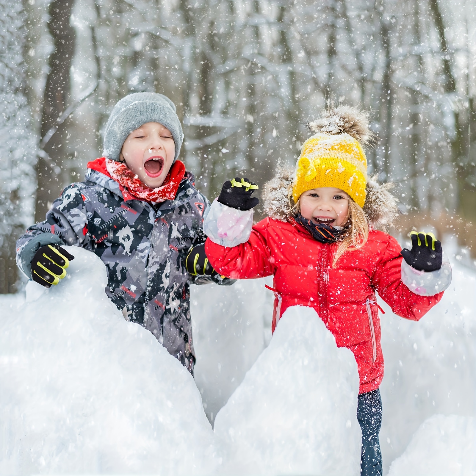  Old Tjikko Guantes de nieve para niños, impermeables,  resistentes al viento, guantes de esquí cálidos para deportes al aire libre  para niños y niñas : Ropa, Zapatos y Joyería
