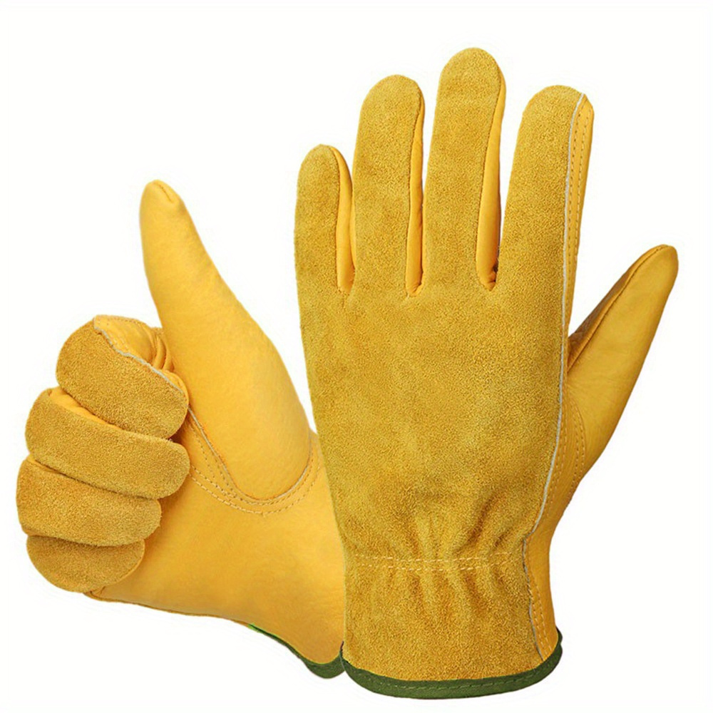 Guantes de Trabajo de Cuero de Construcción Resistente de 2 Pares