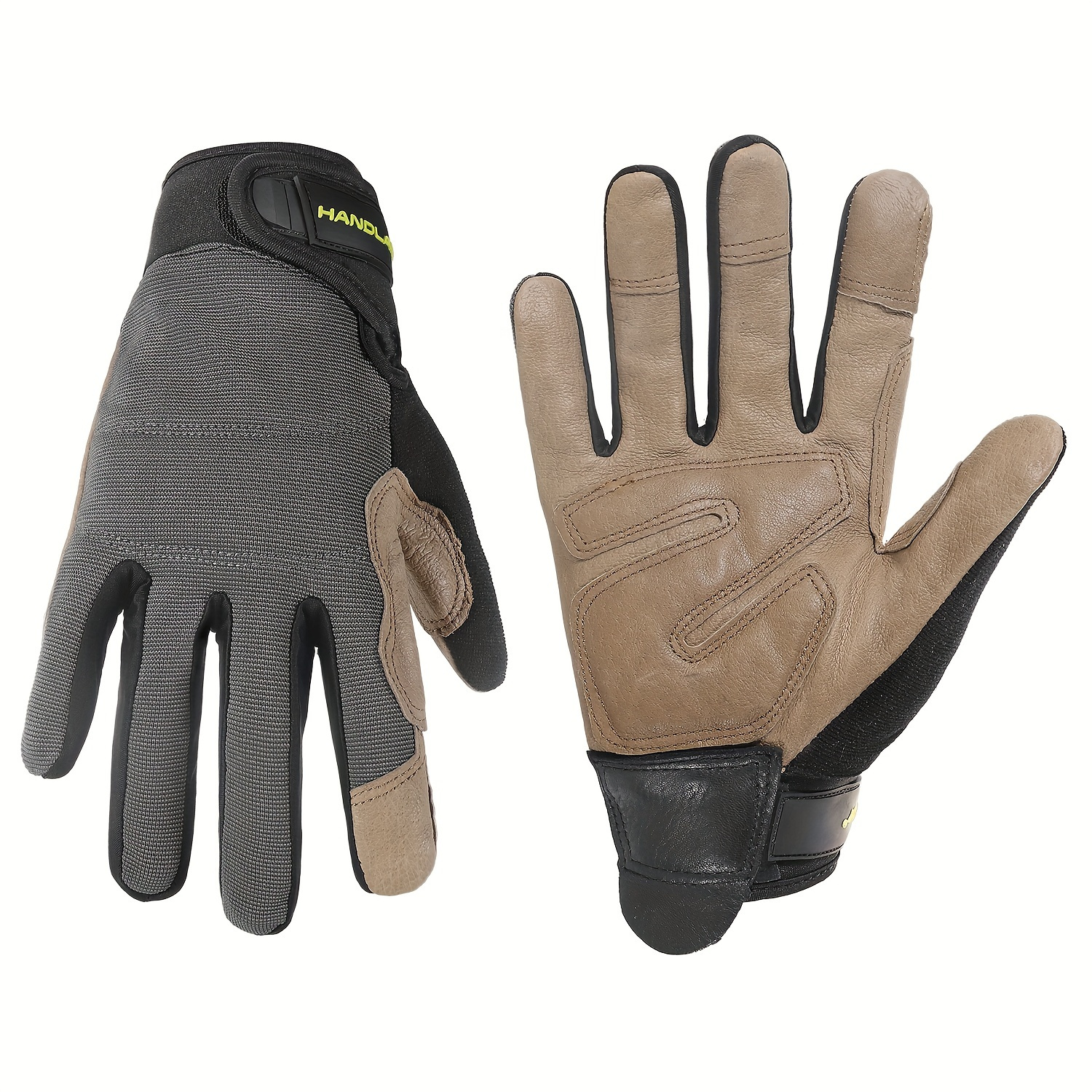 Work Gloves Men Fingerless Mechanic Gloves Shock-Grip, Anti-collision FOUR-AM for Men Women