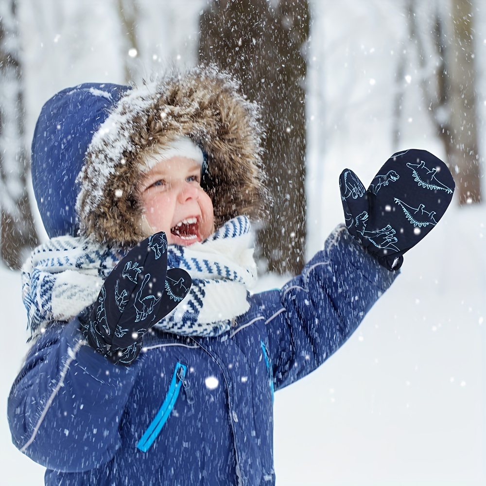 American Trends Guantes de nieve de invierno para niños pequeños, guantes  de esquí impermeables de forro polar cálido para niños y niñas