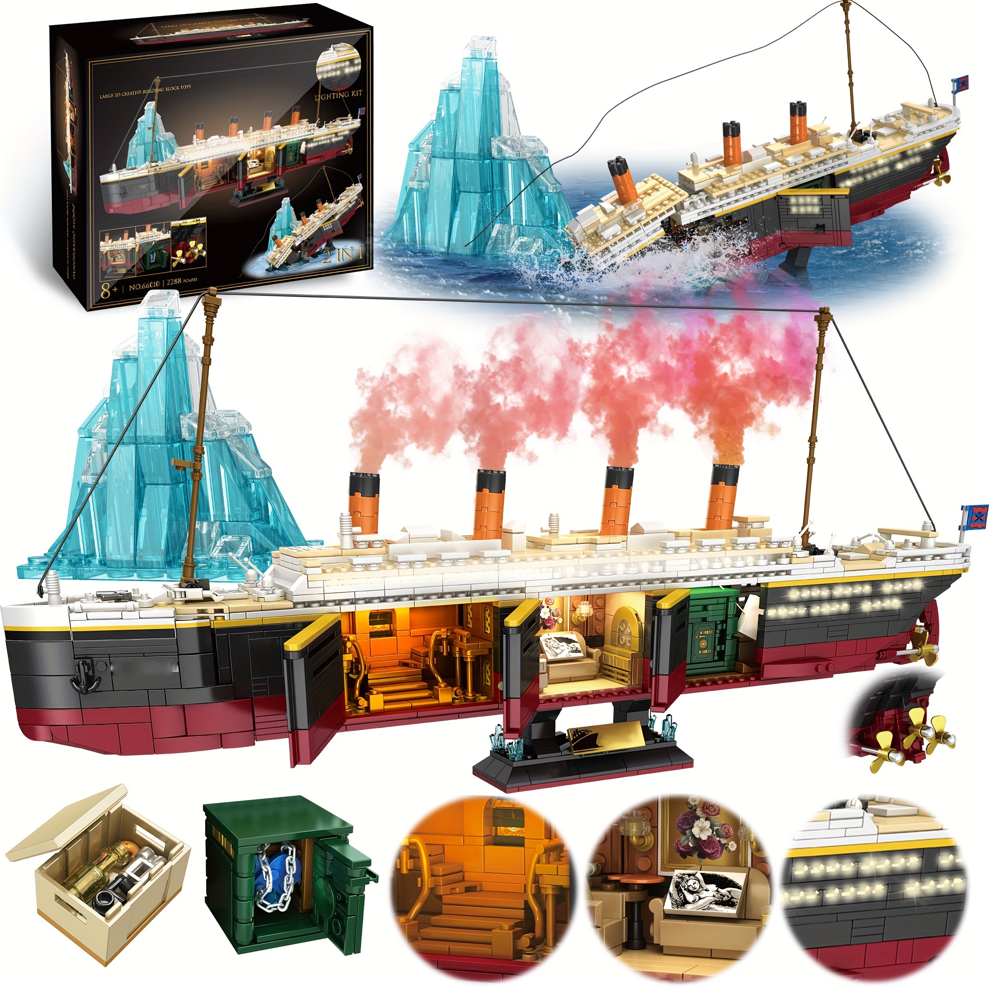 Large 56cm Iceberg Titanic Ship Model Building Blocks Three Dimensional  Assembly Boy Birthday Gift Toy - Toys & Games - Temu