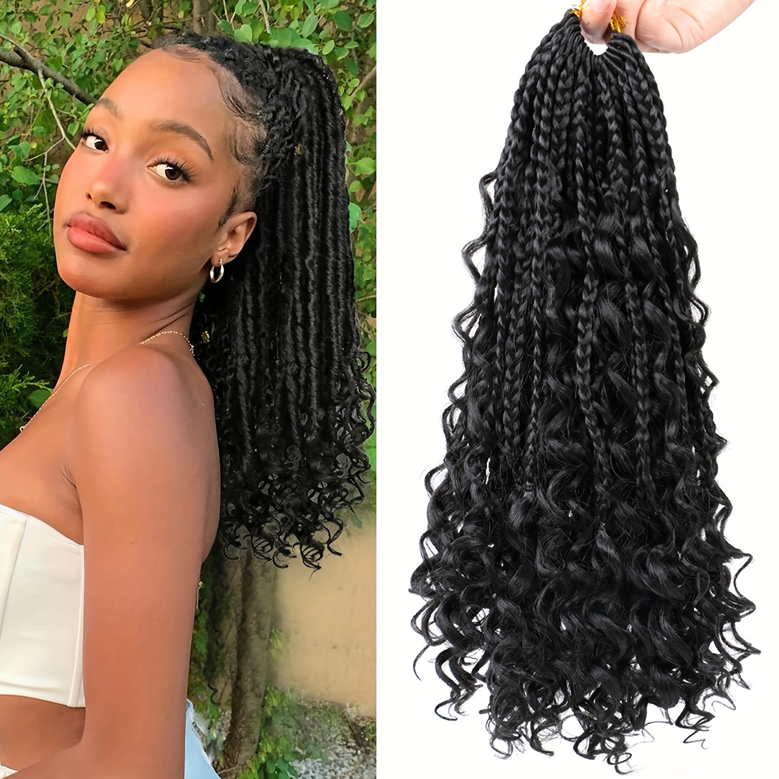 Crochet Hair for Women 21 Goddess Box Braid, Synthetic Pre-Loop French Curls Braid Hair, Crochet French Curls, Crochet Braid Curls, End Extensions