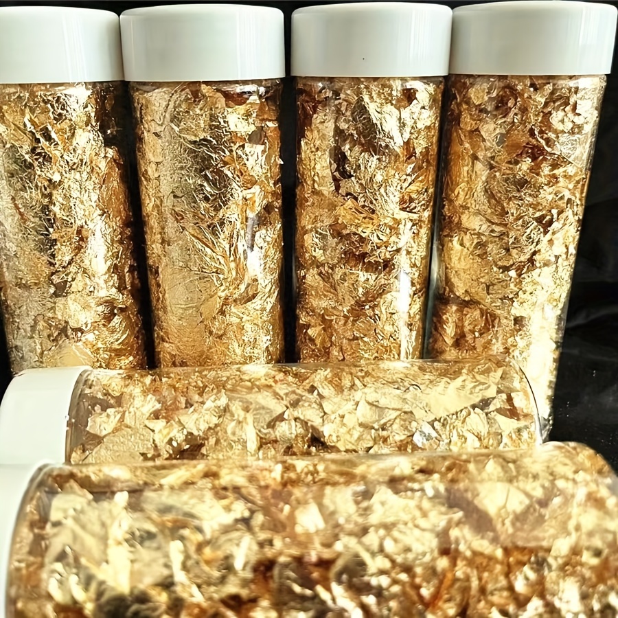 Golden Foil Flakes For Resin,3 Bottles Metallic Foil Flakes 9 Gram
