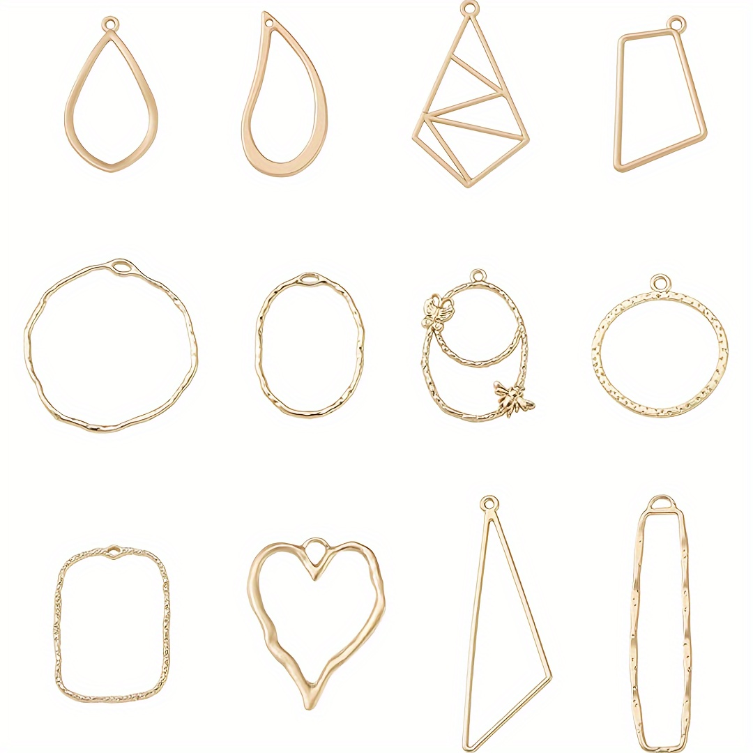 Hexagon Open Bezel for UV Resin Jewelry Making | Geometric Charm | Geometry Outline Pendant (2 Pcs / Gold / 29mm x 31mm / 2 Sided)