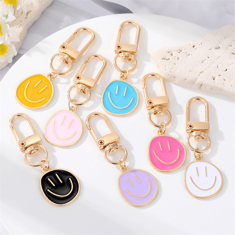 Bunny Keychain Gradient Color Cartoon Stainless Bell Rainbow Colors  Decorate Bow-knot Phone Car Couple Gift Bunny Bag Pendant Collection  Supply,Black 