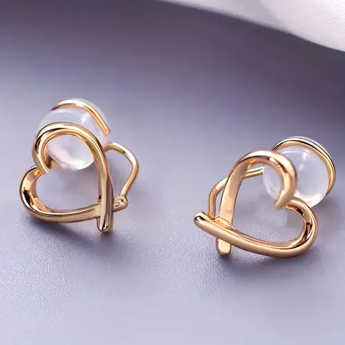 18 Pairs Gold Clip on Earrings for Women Girls Love Knot CZ Faux Pearl Heart  Flower