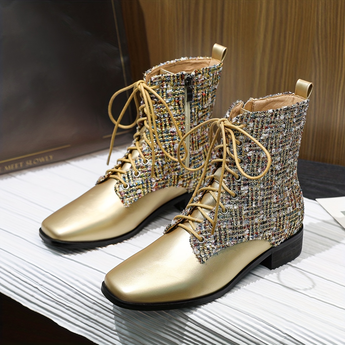 Gold 2025 lame boots