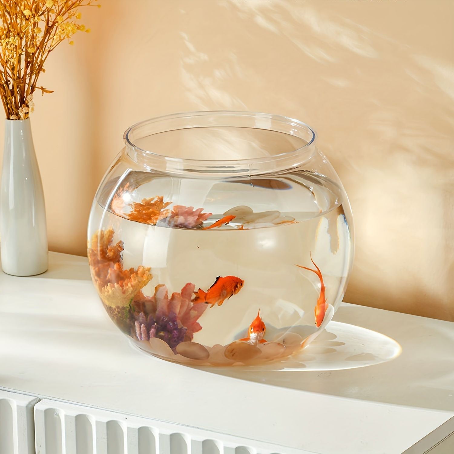 2pcs Round Reusable Transparent Desktop Goldfish Bowl Fish Bowl Plastic