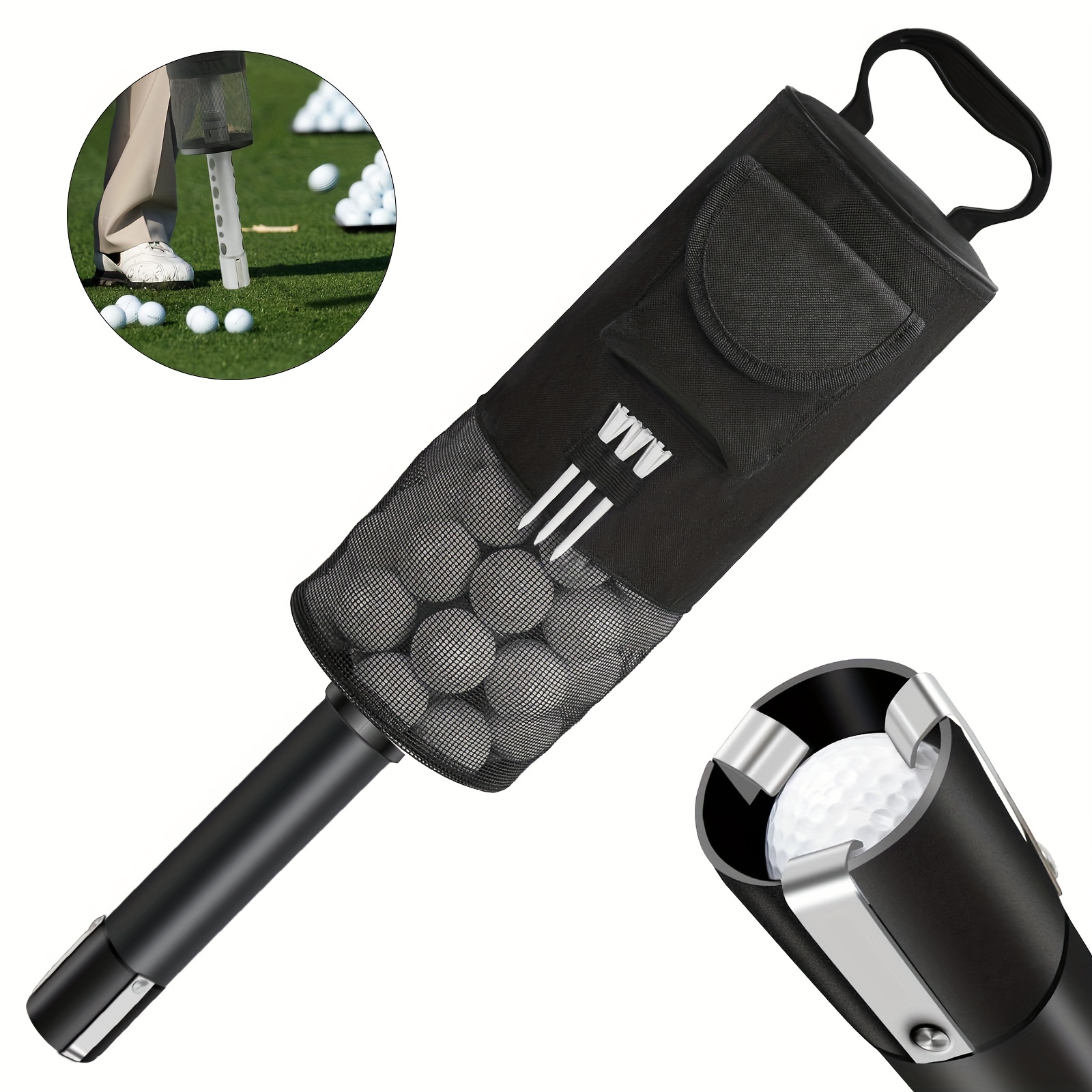 Telescopic Golf Ball Retriever with Golf Ball Cleaner Pouch. Fun