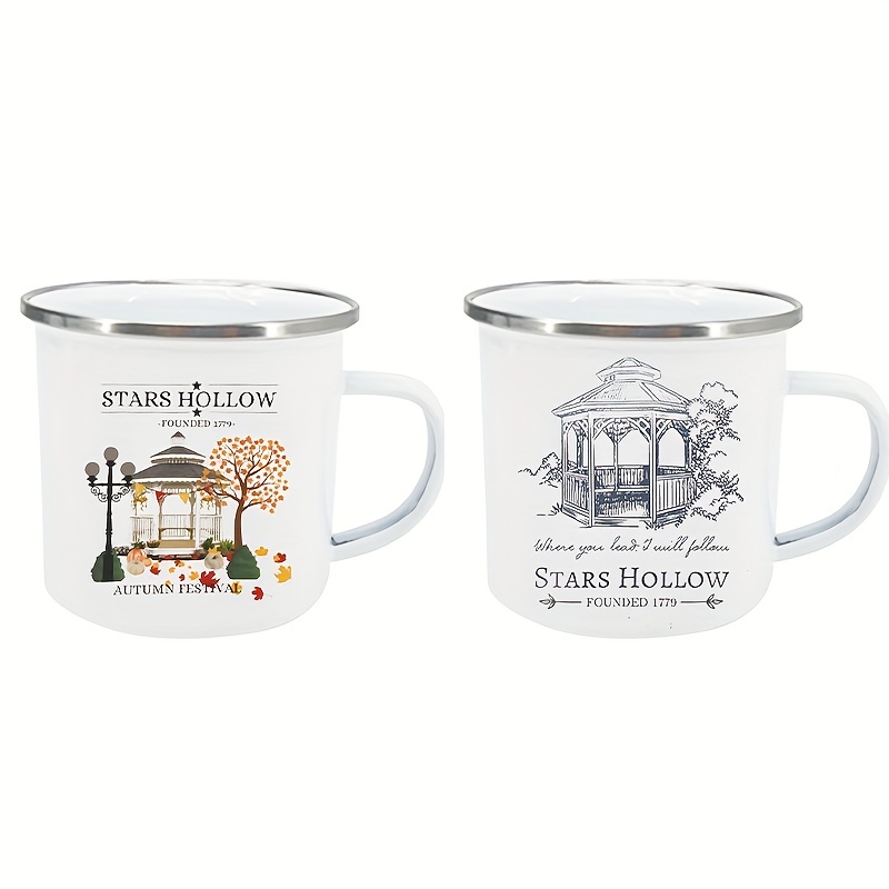 Taza esmaltada para café: 2 tazas de té retro con asa para chocolate  caliente, leche, té, cerveza, reunión familiar, amigos, fiesta, campamento