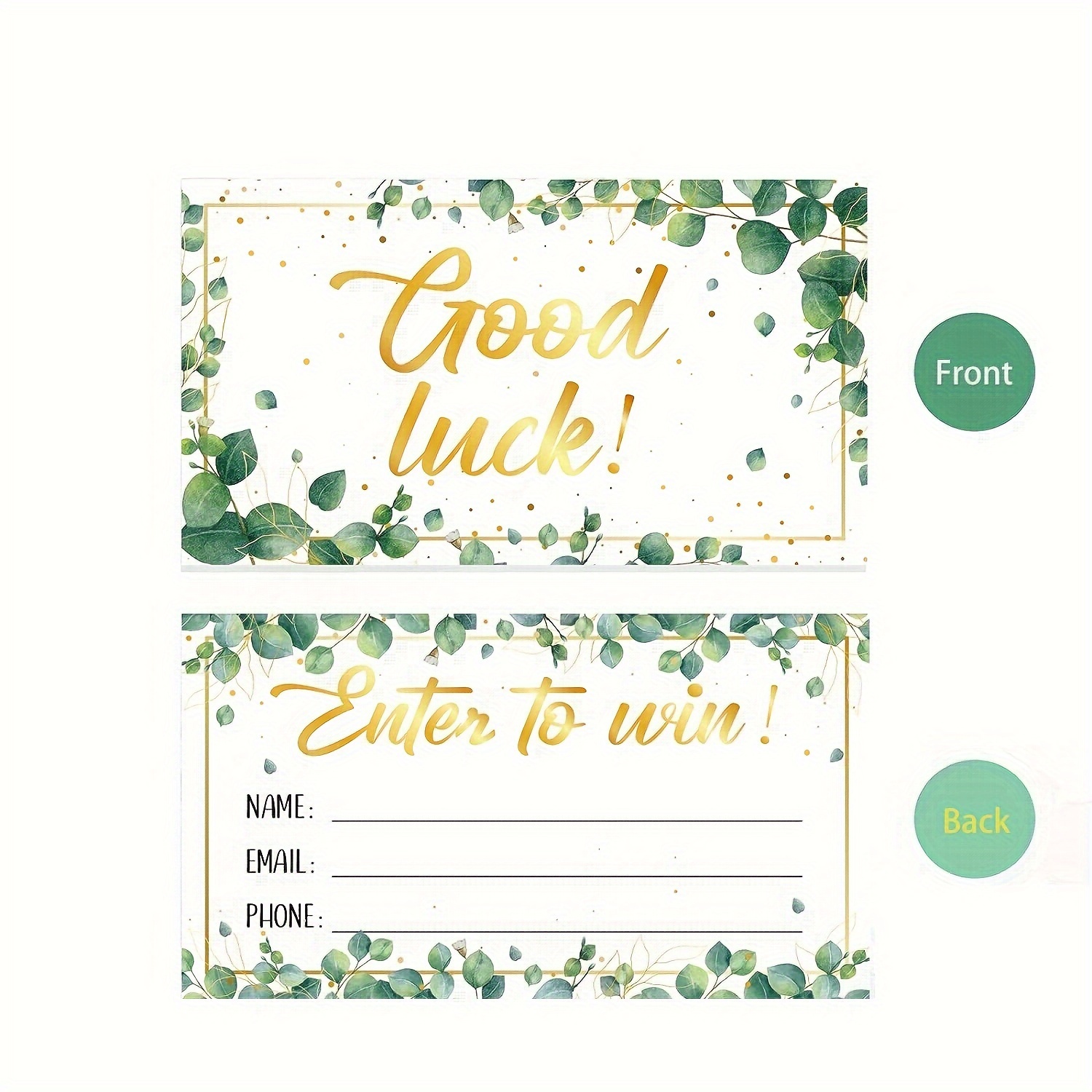 Enter to Win Cards - (Pack of 100) Rose Gold Foil Letterpress 3.5 x 2  Raffle Tickets Contest Entry Card Lucky Draw Blank Member ID 
