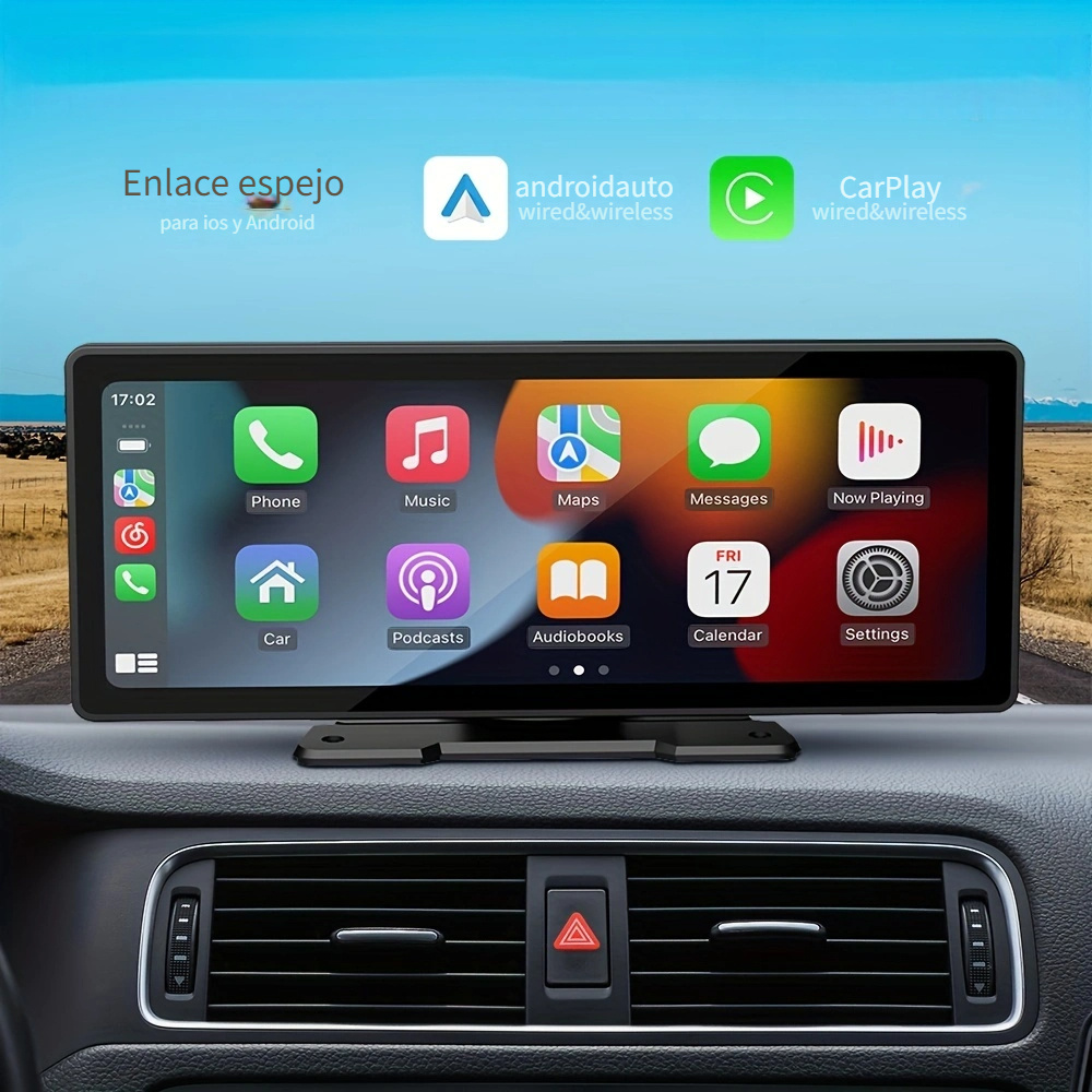 Navegación GPS estéreo inalámbrica de Apple Carplay para automóvil,  pantalla táctil de 10 pulgadas, receptor de radio para automóvil con  Android Auto