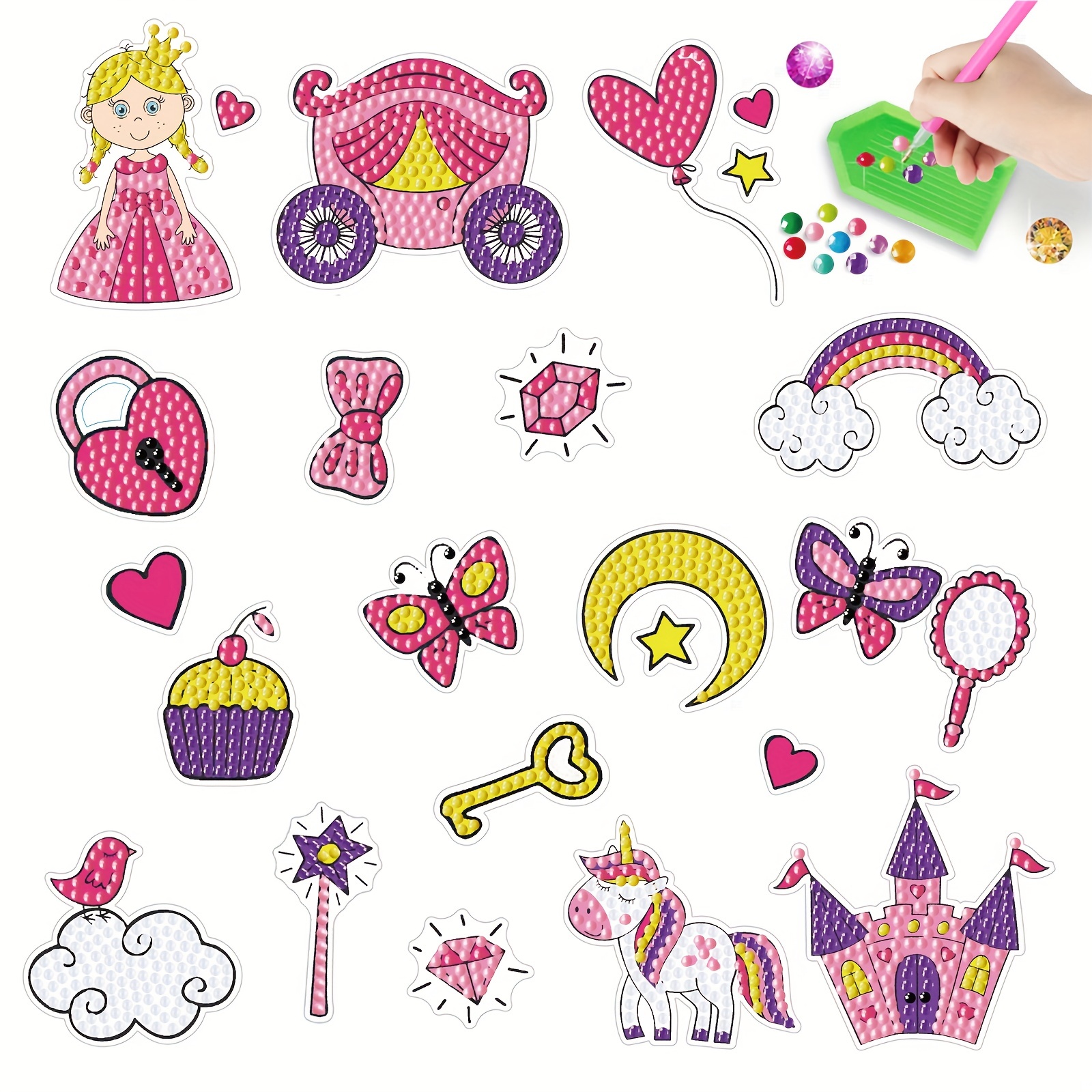 25pcs Diamond Drawing Kit For Kids Diamond Art Sticker Craft With