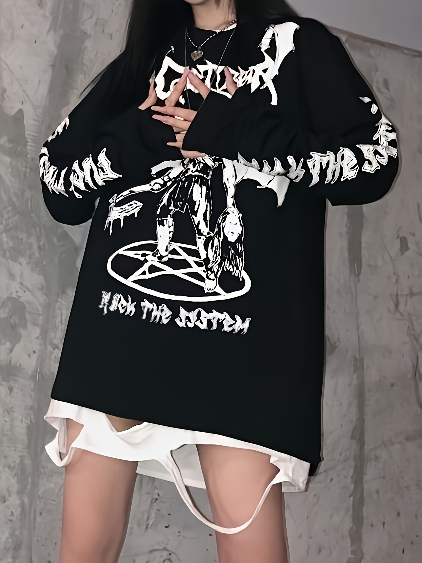 Punk Gothic Goth Ropa para las mujeres más tamaño Tops con capucha negro  bolsillo camisa chaqueta Zip Up Hoodie