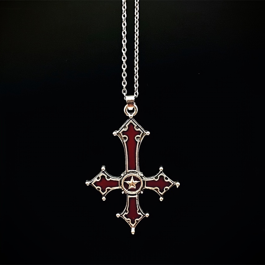 Cool Punk Upside Down Inverted Cross Satan David Star Pendant Necklaces for  Men,Vintage Cuban Chain Collar Gifts Jewelry - AliExpress