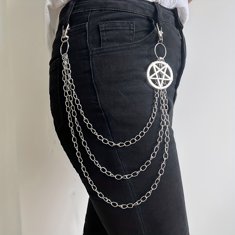 Hip Hop Pants Jean Chain Goth Punk Silver Trousers Chains Biker Heavy Thick  Wallet Pocket Chains Silver Keychains Body Jewelry for Men and Women