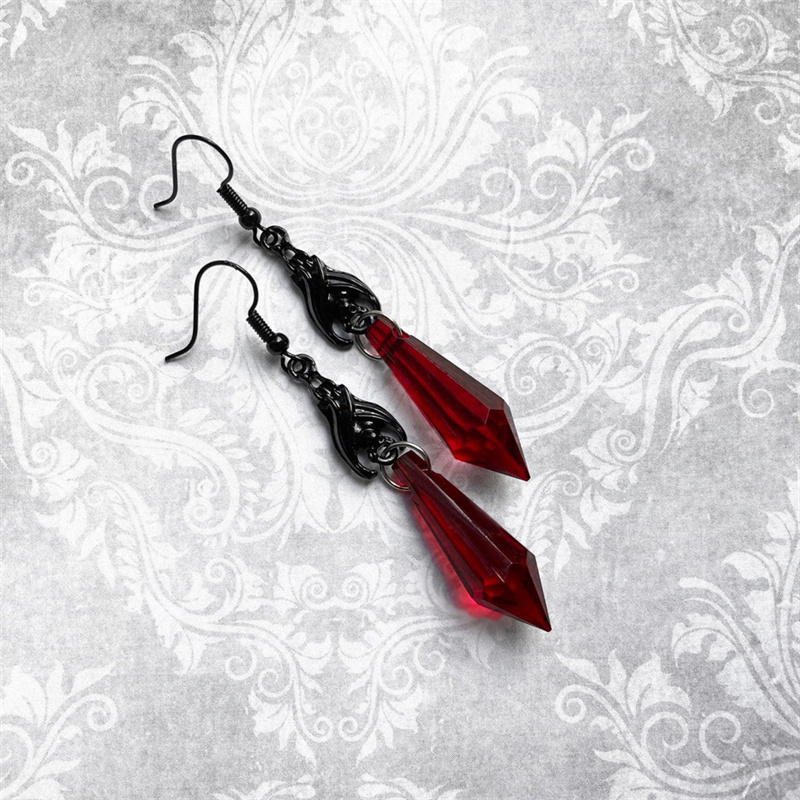 Punk Style Gothic Red Black Melting Drips With Love Heart - Temu