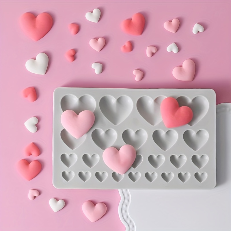 Mini Silicone Mold DIY Chocolate Handmade Flower Heart Model Baking Mold  Valentine's Day Cake Decoration 3D Sparkle Drop Glue