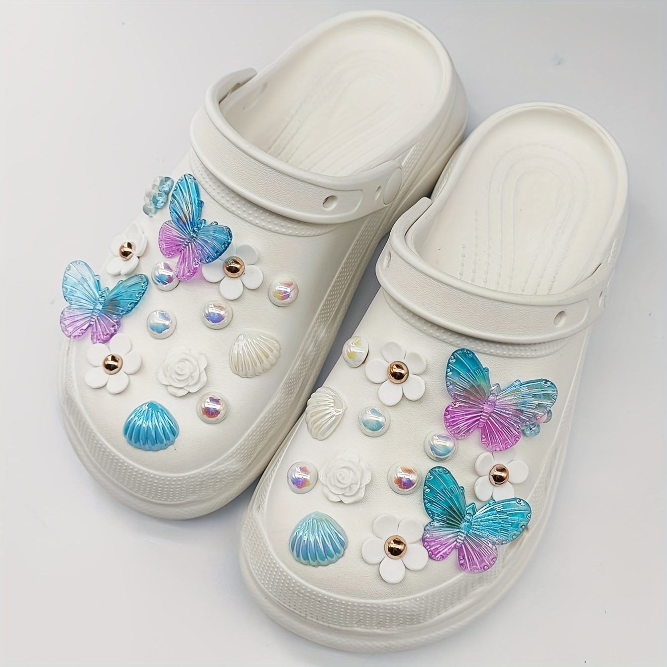 Pearls Croc Shoe Charms Set of 14 Pcs,fashion Heart Pearl Shoe Charms,garden  Shoe Decoration Accessories for Crocs 