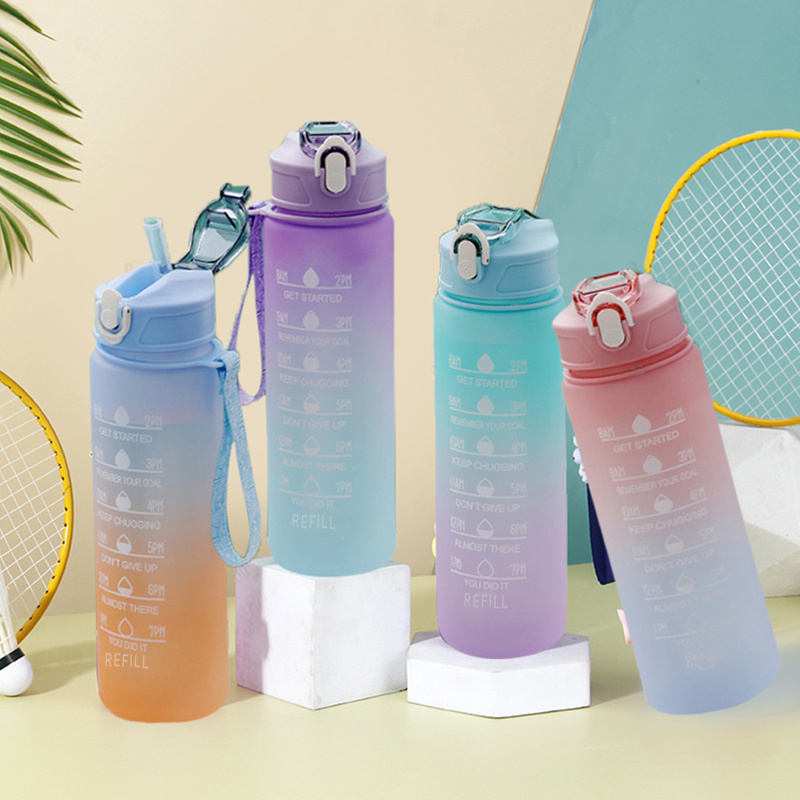 1pc Mini Transparent White Letter Graphic Shaker Bottle With Straw, PC  Portable Water Bottle For Home, Outdoor