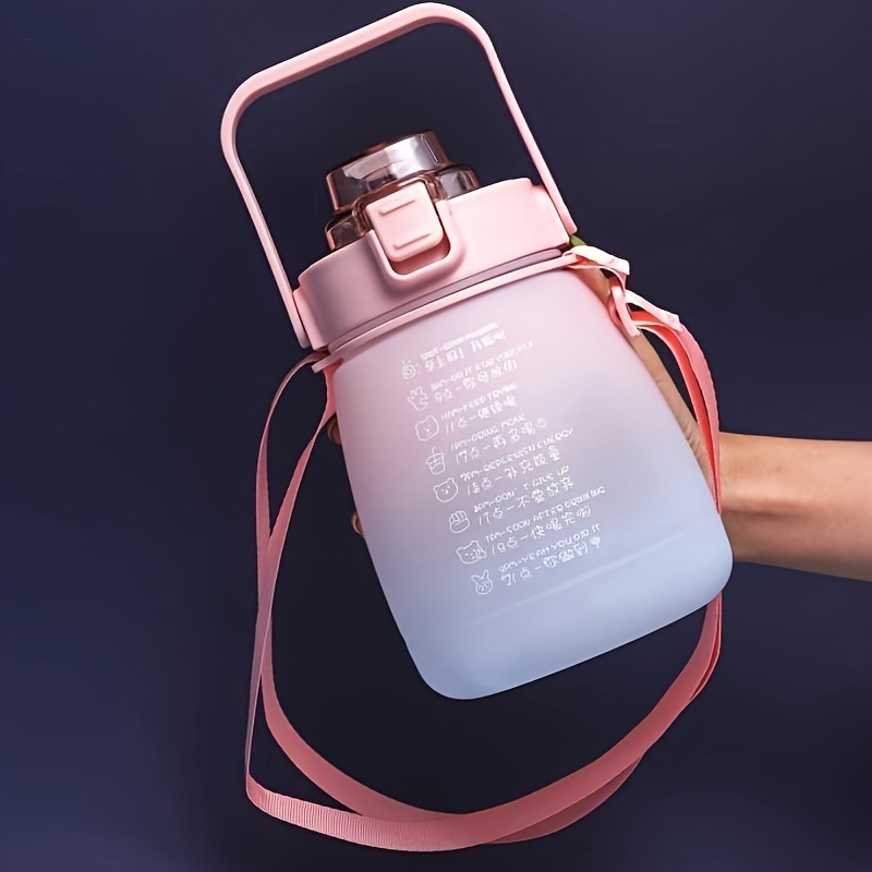 1100ml Water Bottle Outdoor Big Belly Cup High-Value and Convenient  Cross-Body Strap Plastic Straw