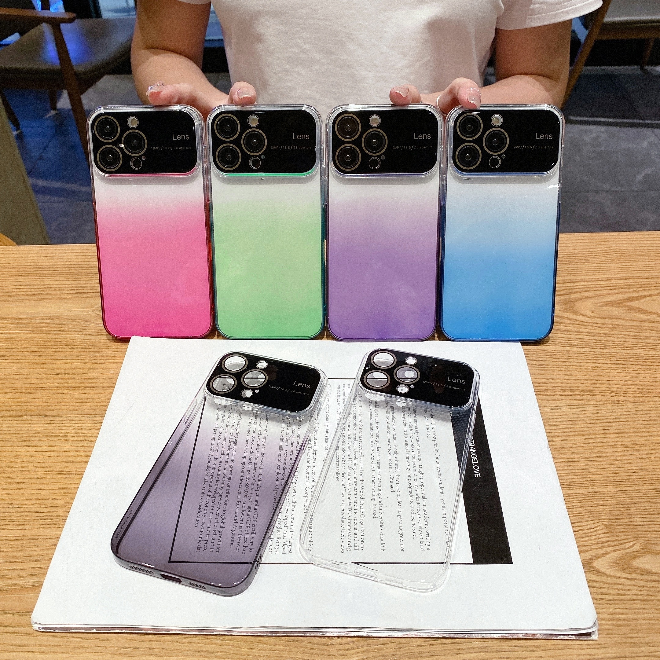 Gradient Color Four Corners Shockproof Tpu Slim Phone Cover - Temu