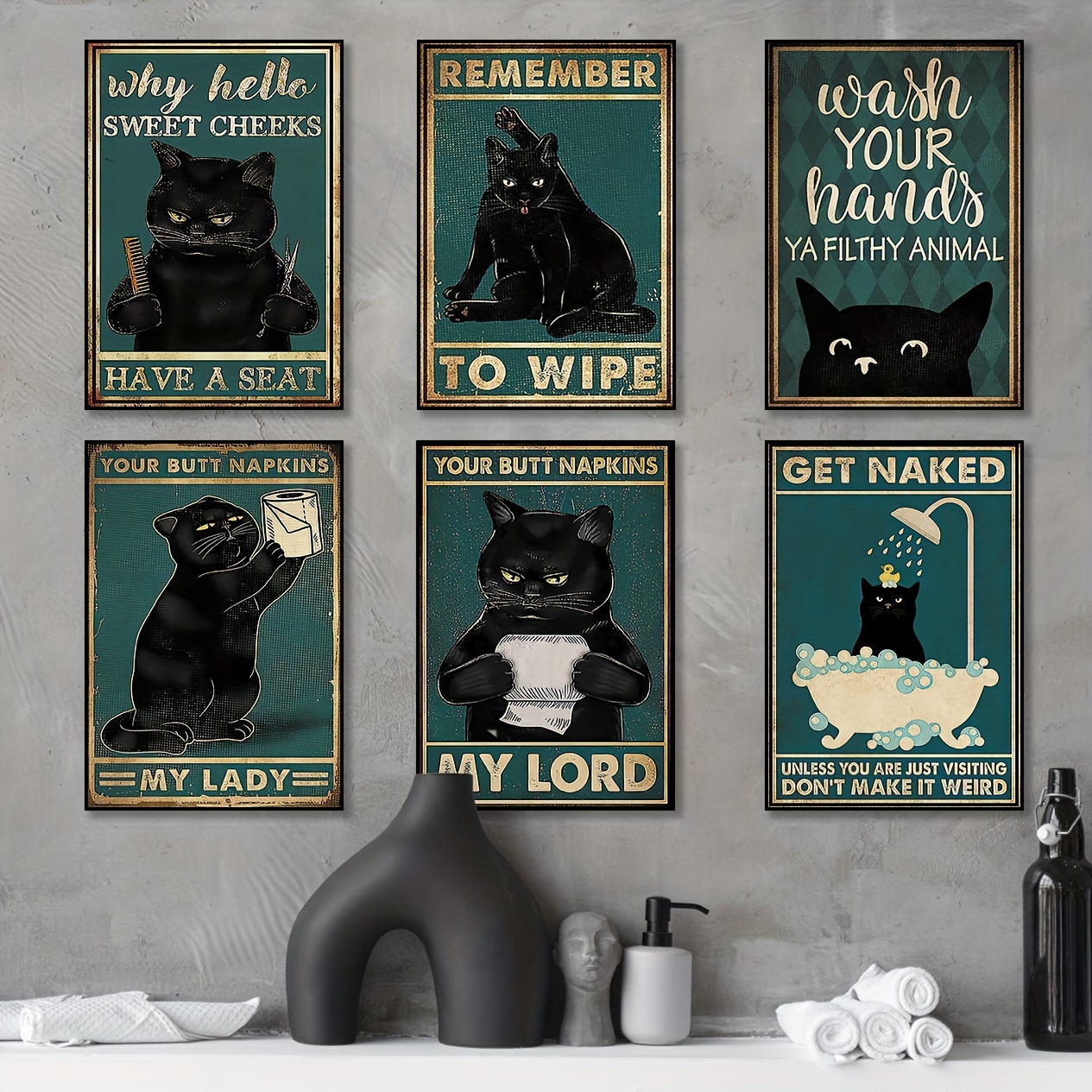 .com: COLOR VALLEY ART - Black Bathroom Decor, Funny Bathroom Wall  Art, Humorous Quote Wall Hanging Skull Wooden Print for Toilet : Home &  Kitchen