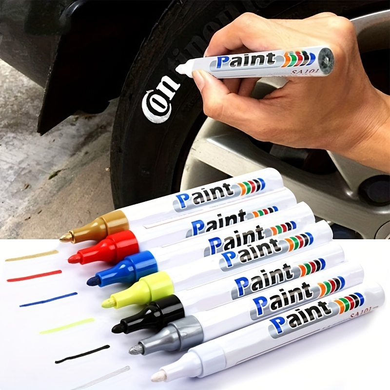 Tinta para neumáticos, lápiz de pintura para neumáticos de coche,  permanente y resistente al agua, apto para túneles de lavado (2 bolígrafos,  blanco)