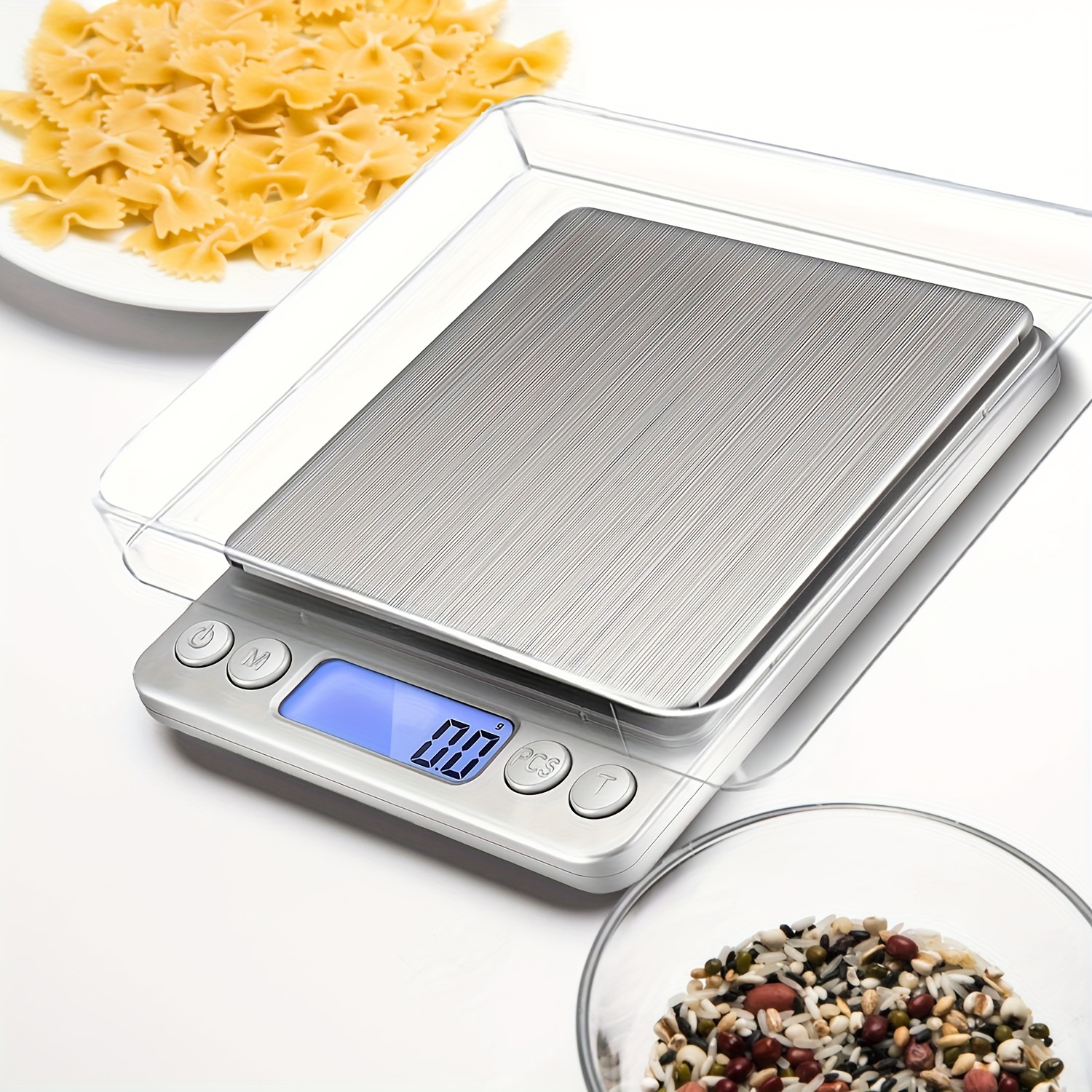 Báscula de alimentos recargable por USB, báscula digital de cocina de 33  libras, peso de gramos y onzas para cocinar hornear, graduación precisa de