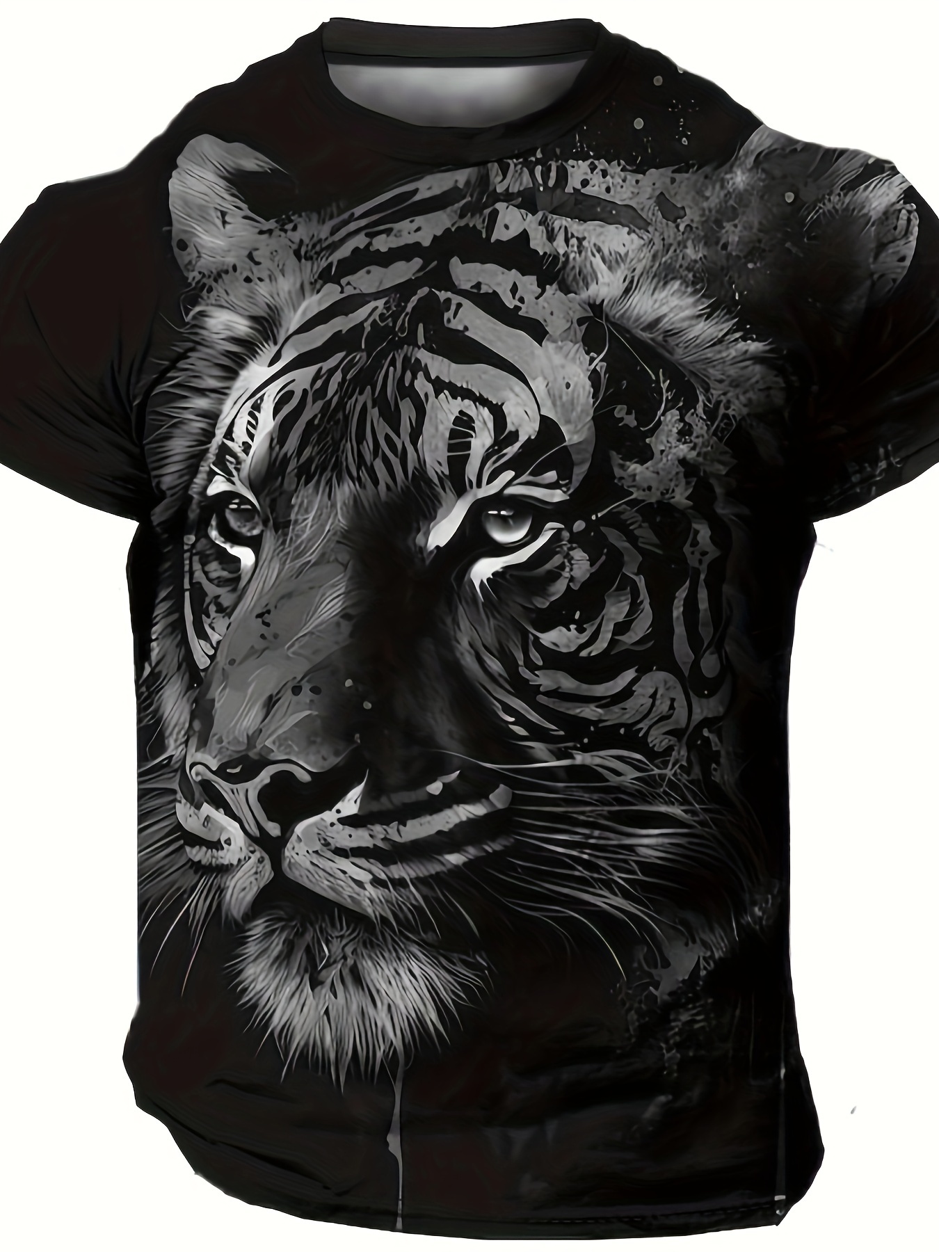 Camiseta Manga Corta Niños Estampado Tigre León Leopardo. - Temu
